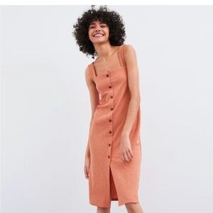 Zara Orange Midi Dress with Buttons